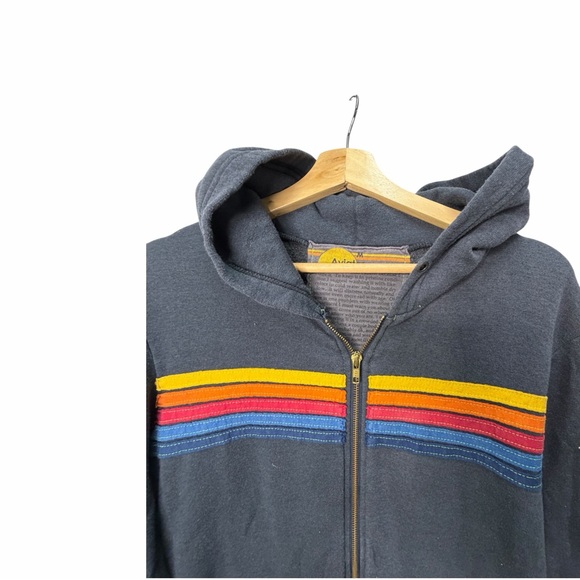 Aviator Nation Charcoal Zip-Up with Rainbow Stripes - Picture 3 of 9